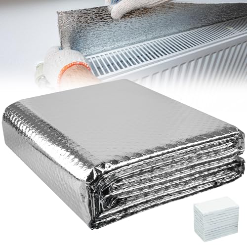 GBKDQQ - 5 m x 0,6 m x 3,5 mm Film réfléchissant pour radiateur, film isolant pour fenêtre avec autocollant, double film isolant en aluminium, rétention de la chaleur pour toit, sol, plafond, garage