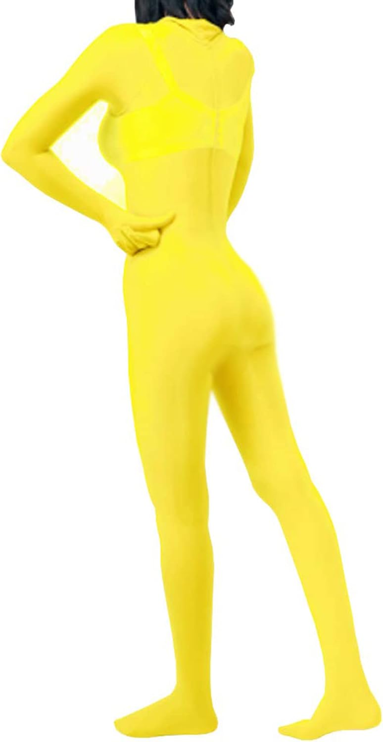 LESOYA Unisex 8D Ultrathin Oil Shiny Glossy Full Bodystocking See Through Sheer Bodysuit Catsuit Attatched 5 Finger Gloves