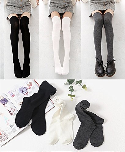 Image of Chalier Womens Thigh High Socks, Thigh Socks Stockings for Women | Soft Mild Blended, Slim Light Fabric, Elastic Cuff, Long Tube, Hug Leg Curves, Four Season Outfits, Casual Daily Footwear