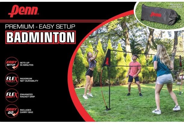 Penn BADMINTON SET バドミントンセット 4.6mネット Amazon | Penn プレミアム簡単セットアップ バドミントンセット