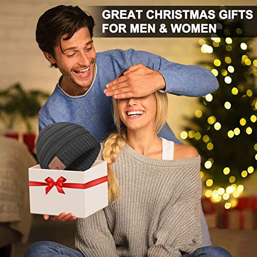 Bluetooth Beanie Novelty Headwear Christmas Stocking Stuffer Gifts for Men Women Dark Gray