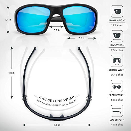 Gruntx Tactical Ballistic Shooting Eyewear For Men, Blue Mirror Polarized #TOP4
