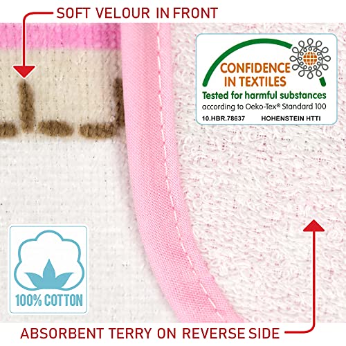 Image of Softerry Baby and Toddler Hooded Towel 28in x 35in - 100% Soft Cotton - Ultra Absorbent Terry and Velour for Bath or Beach (Baby Girl Bear, One Towel)