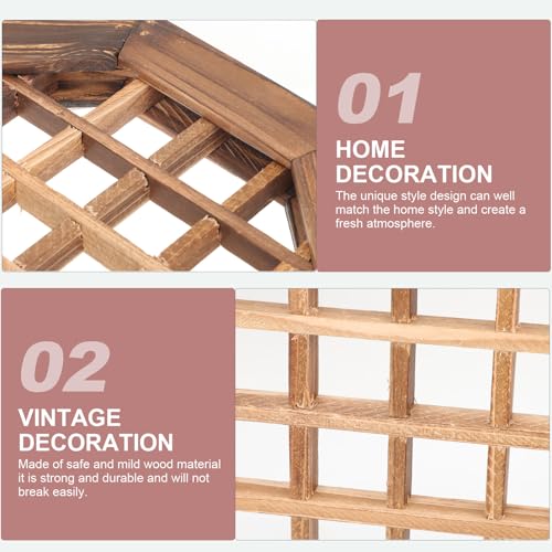 Marco de ventana vintage de madera con cuadrícula elegante para pared 6