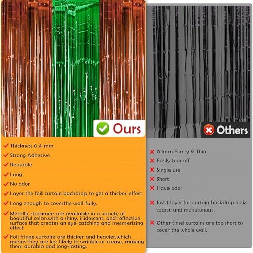 Image of Football Party Decorations for Super Game Bowl 2027 - Green Brown Tinsel Streamers Backdrop Banner | Football Party Favors Supplies Indoor Outdoor - Game Day Birthday Party Accessories for Wall Door