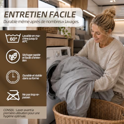 Drap-housse pour lit queen 100% coton – Gris foncé, respirant et doux, avec élastique tout autour et multi-stretch – Idéal pour camping-car, caravane et maison (Gris clair) – vue 6