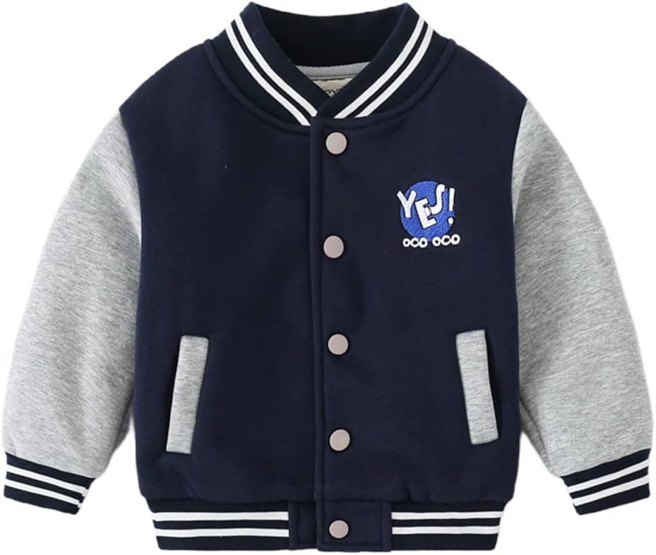 Irsutey Toddler Kid Baby Boys Girl Jacket Long Sleeve Letter Print Button Down Coat Baseball Top Bomber Streetwear Outerwear
