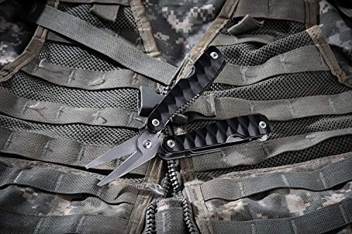 Sheffield 12172 Chew 9-In-1 Multi-Tool With Scissors Head | Shears, Folding Pocket Knife, Screwdrivers, Saw & More In One Multifunction Tool| Easy Open | For Hiking, Fishing, Camping, Etc. | Sheath #TOP6