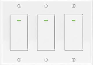 Alexa Light Switch, Smart WiFi Light Switches, 3 Gang Switch Compatible with Alexa and Google Home, Neutral Wire Needed, No hub Required