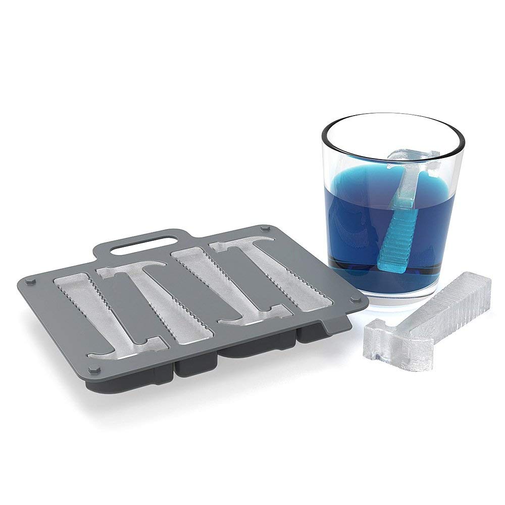 SEVEN HORSE TECH® Creative 3D Get Hammer Tool Shaped Flexible Silicone Ice Cube Tray Mold Make 4 Hammer for Horror Halloween Parties, Cocktails, Whiskey, Liquor, Juices, Beverages etc (Single Piece)