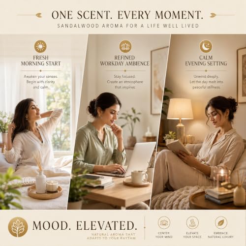Image of AROMATICO Sandalwood Diffuser Oil with Strong, Long-Lasting Aroma. Woody, Spiritual Aroma Oil for Homes, Offices & Showrooms. Aromatherapy, Diffusers, Air Purifiers, Vaporizers - 1 L (1000 ml)