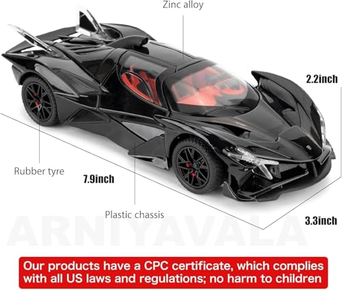 Image of 1 /24 Apollo EVO Alloy Car Model Pull Back Function with Realistic Sound & Bright LED Lights Perfect Toy Car for Kids & Collectors (Black)