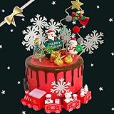 GallaRato 18PCS Christmas Cake Topper Merry Christmas Cake Decorations Christmas Cupcake Toppers wit