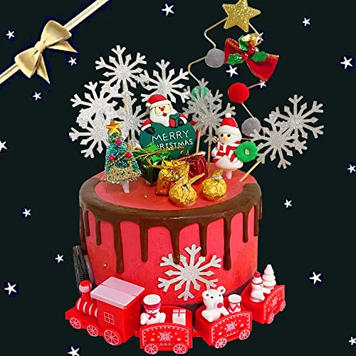 Gallarato 18Pcs Christmas Cake Topper Merry Christmas Cake Decorations Christmas Cupcake Toppers With Craft Christmas Tree Snowman Cake Decoration #TOP8