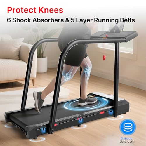 Image of Yesoul Treadmill for Seniors with Long Handrails - 4 Major Safety Protections, Emergency Stop Button, Treadmill for Home 300 lbs Capacity, Recovery Walking Machine with LED Display