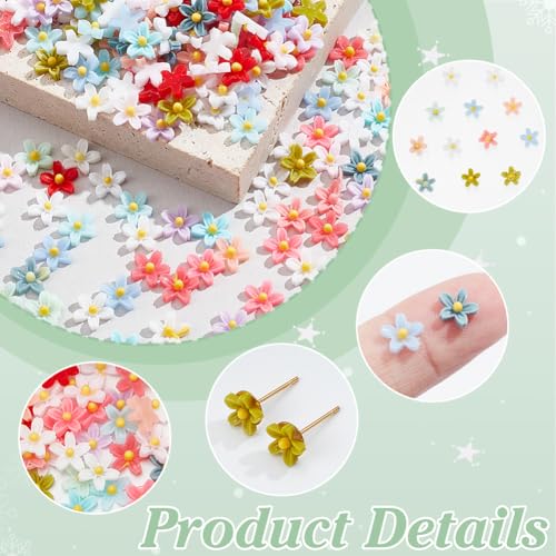 NBEADS 300 Pcs Mini Resin Flower Charms - Image 4