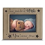 Bella Busta- We made a Wish & You Came True- Baby Picture Frame- Baby shower Gift- Baby Gift-Mother's Day Gift-Father's Day gift-Engraved Leather Picture Frame (4 x 6 Horizontal)