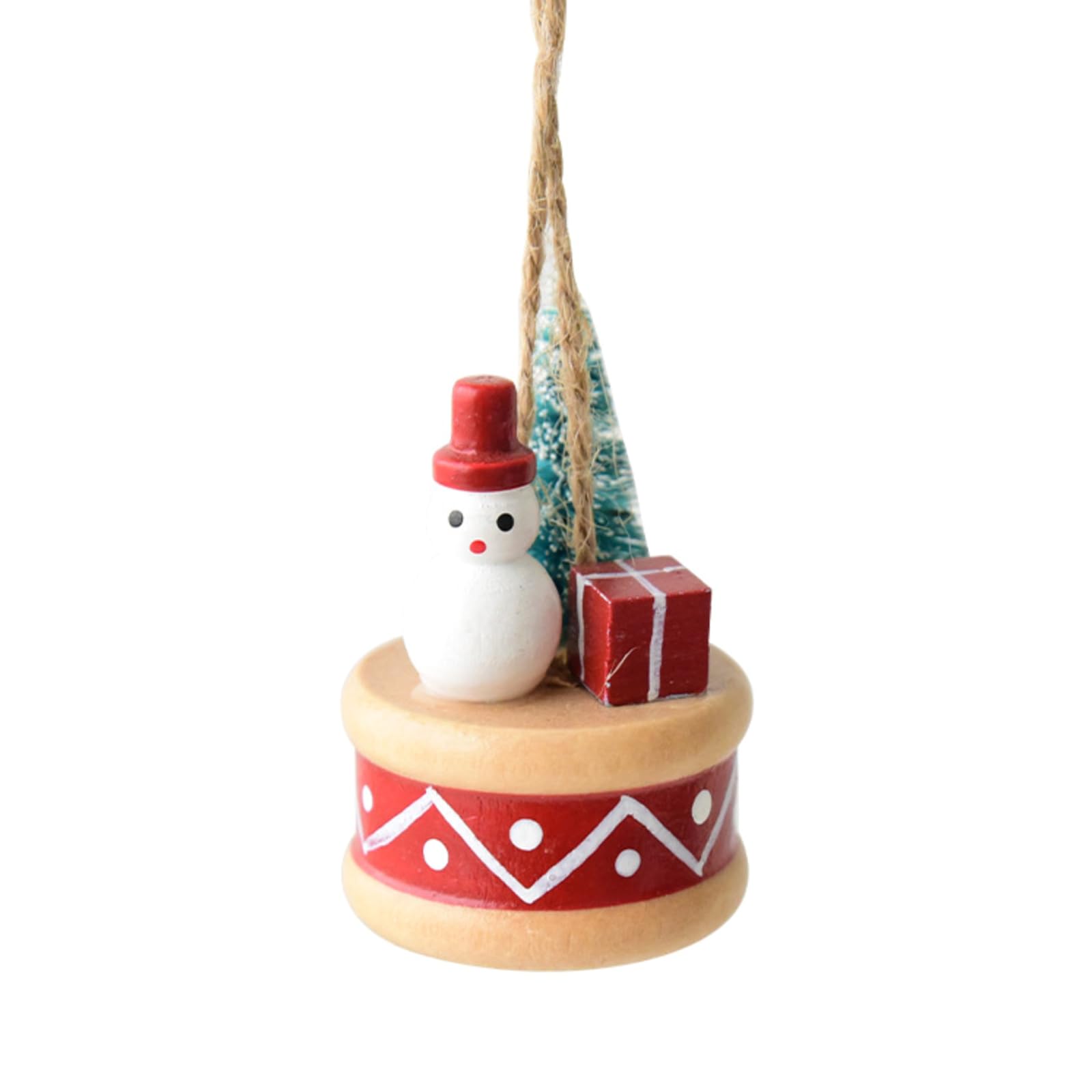 HZBB Christmas Tabletop Snowman Ornament with Miniature Drum Handcrafted Resin Decors for Mantels Bookshelf Display Miniature Christmas Tree Decoration Hanging