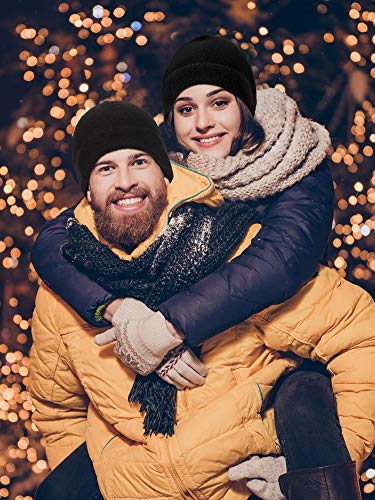 3 Pieces Winter Warm Skull Cap Soft Polar Fleece Beanie Hat Thick Windproof Watch Cap Skiing Outdoor Cap For Men Women (Black, One Size) #TOP5