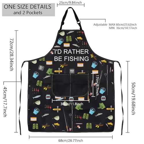 Mbmso I'D Rather Be Fishing Apron Fisherman Apron Funny Fisherman Gift Fish Chef Kitchen Cooking Bbq Grill Apron With Pockets thumb #1