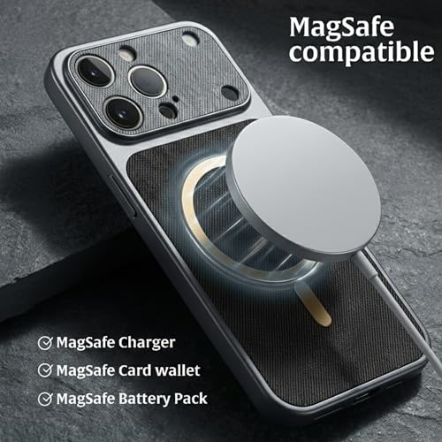 Image of amazon basics Converter Case for iPhone 15 Pro | Premium Protective Mag-Safe Cover | iPhone 17 Pro Series Style Design | in Built Camera Guard | Wireless Charging Compatible - Black