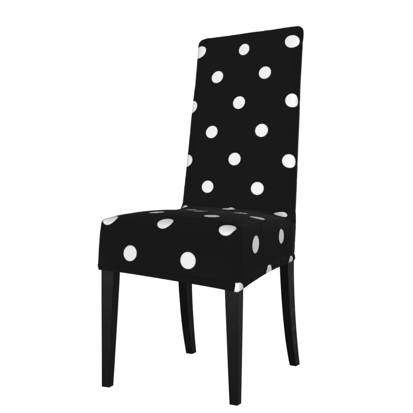 Yyhwhjde Black And White Polka Dot Prints Protection Cover For Dining Chair – Stretch Slipcovers For A Fresh, Refreshed Dining Room Look!