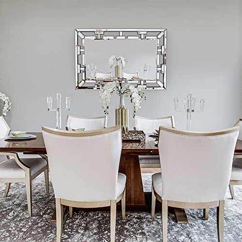 Chende Accent Mirror For Wall Decor, 36" X 24" Decorative Wall Mirror With Beveled Glass Pieces, Large Modern Mirror For Living Room Entryway, Dining Room, Bedroom, Hallway #TOP7