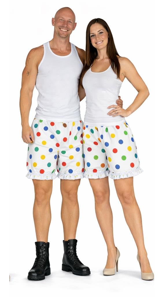 The Dragons Den Unisex Multicoloured Adults Polka Dot Pantomime Dame Short Bloomers Fancy Dress Pants [S-M]