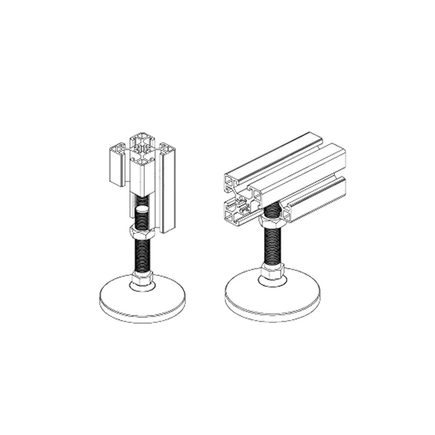 D100xM14x150mm M16x150mm M16x100mm M20x150mm Aluminum Profile hoof Joint Support Foot Cup Machine Screw Nylon Fixed Foot Cup CNC(M8x50)
