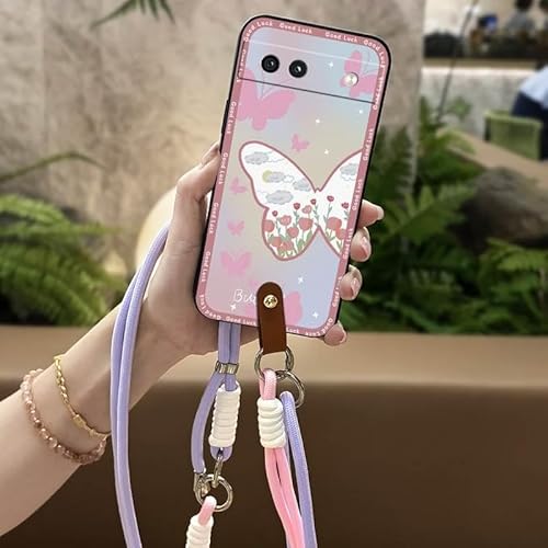 Phone Case Compatible with Google Pixel 8A, Full wrap Crossbody Dirt-resistant Graffiti Lanyard Anti-dust Cute Anti-knock Diagon