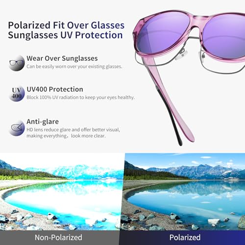 Image of GEGURI Polarized Sunglasses Fit Over Glasses for Men Women, Oversized Square Sun Glasses UV400 Protection Shades