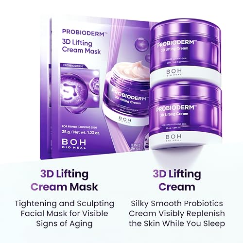 Image of BIOHEAL BOH PROBIODERM 3D Lifting Cream Double Set + Cream Masks | Korean Anti-Aging Face Cream for Wrinkles & Skin Firming | Peptide Face Mask for Jawline Lift | Skincare Gift Set for Women & Men