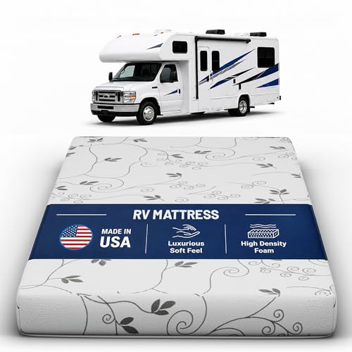 Greaton 4-Inch High Density Foam RV Mattress Replacement Medium Firm Travel Camper Trailer Truck and Bunk Pressure-Relief Support Made in USA 32 x 29