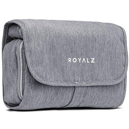 ROYALZ Trousse de Toilette pour Le Voyage et Les Excursions Sac de Toilette Suspendu pour Femmes, Hommes et Enfants - 100% Polyester Hydrofuge, Couleur:Gris Cover