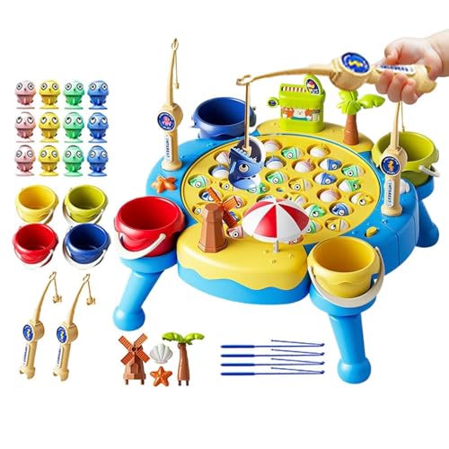 Kids Magnetic Fishing Game | ABS, 29x29x18cm, 514g | 360° Rotating & Sound Effects Electric For Ages 3-6 | Multi-Player Interactive Pretend Play Toy (2 AA Batteries)