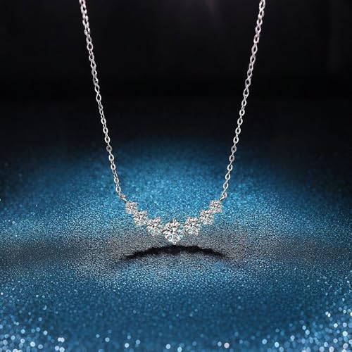 Image of Shining Diva Fashion Valentine Gift For Girlfriend Stylish Silver Plated Crystal Chain Pendant Necklace for Women and Girls