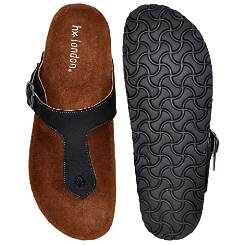 Image of Hx London Genuine Nubuck Leather Slipon Adjustable Sandals for All Day & Ethnic Wear