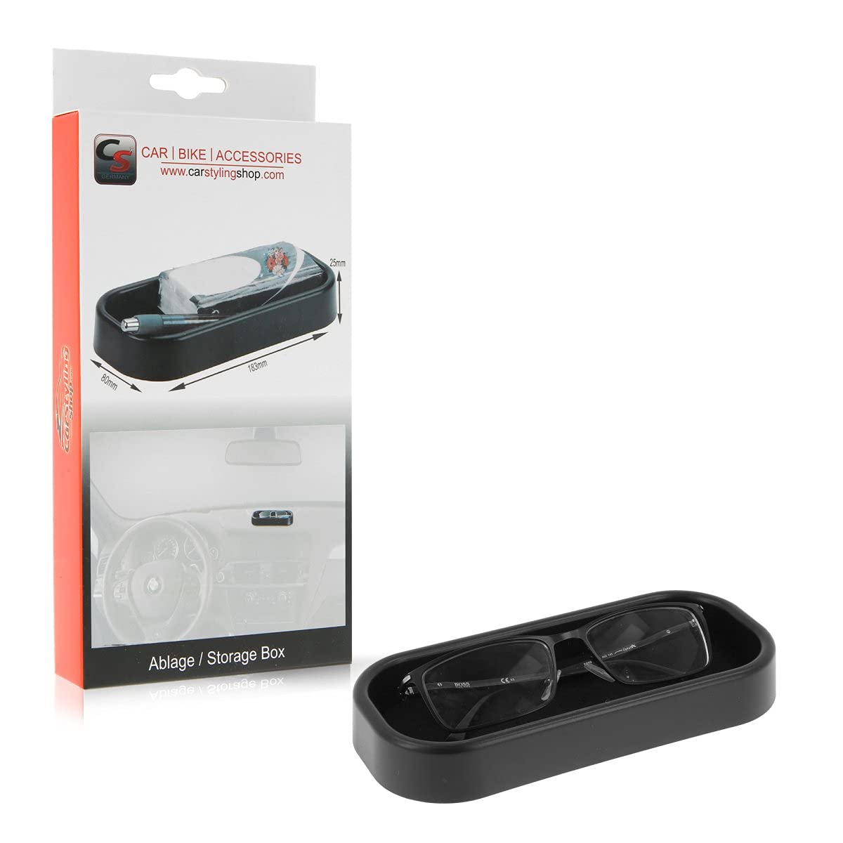 BoombuzCarStylingShop Felt Lined Storage Box 180 x 83 x 25 mm, Made in Germany, Self-Adhesive (Optional)