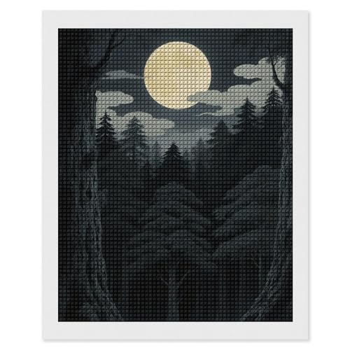 Peinture diamant 5D lune japonaise en broderie carrée complète premium