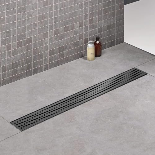 Elefloom 40" Linear Shower Drain Brushed Matte Black with Grate Removable by Elefloom - Used condition - Image 3