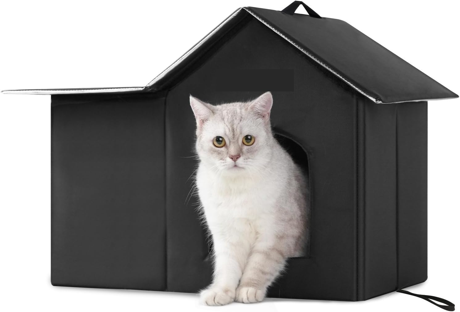 FJJRTWDG Warm Insulated Cat House with MATS, Artificial Cat House, Suitable for Indoor and Outdoor Pets Suitable for Indoor Pets(Grey)