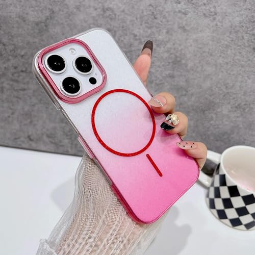 Coque iPhone 15 Pro Max rose transparente pour recharge magnétique au quotidien
