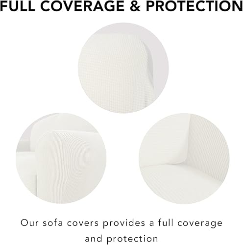 Miniatura 3 de PureFit - Funda elástica para sofá biplaza, suave, antideslizante de jacquard de elastano, protector de muebles lavable con espuma antideslizante y