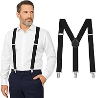 ManofMen Heavy Duty Suspenders for Men - Adjustable 1" Y-Back with Strong Metal Clips for Dress Pants & Everyday Wear