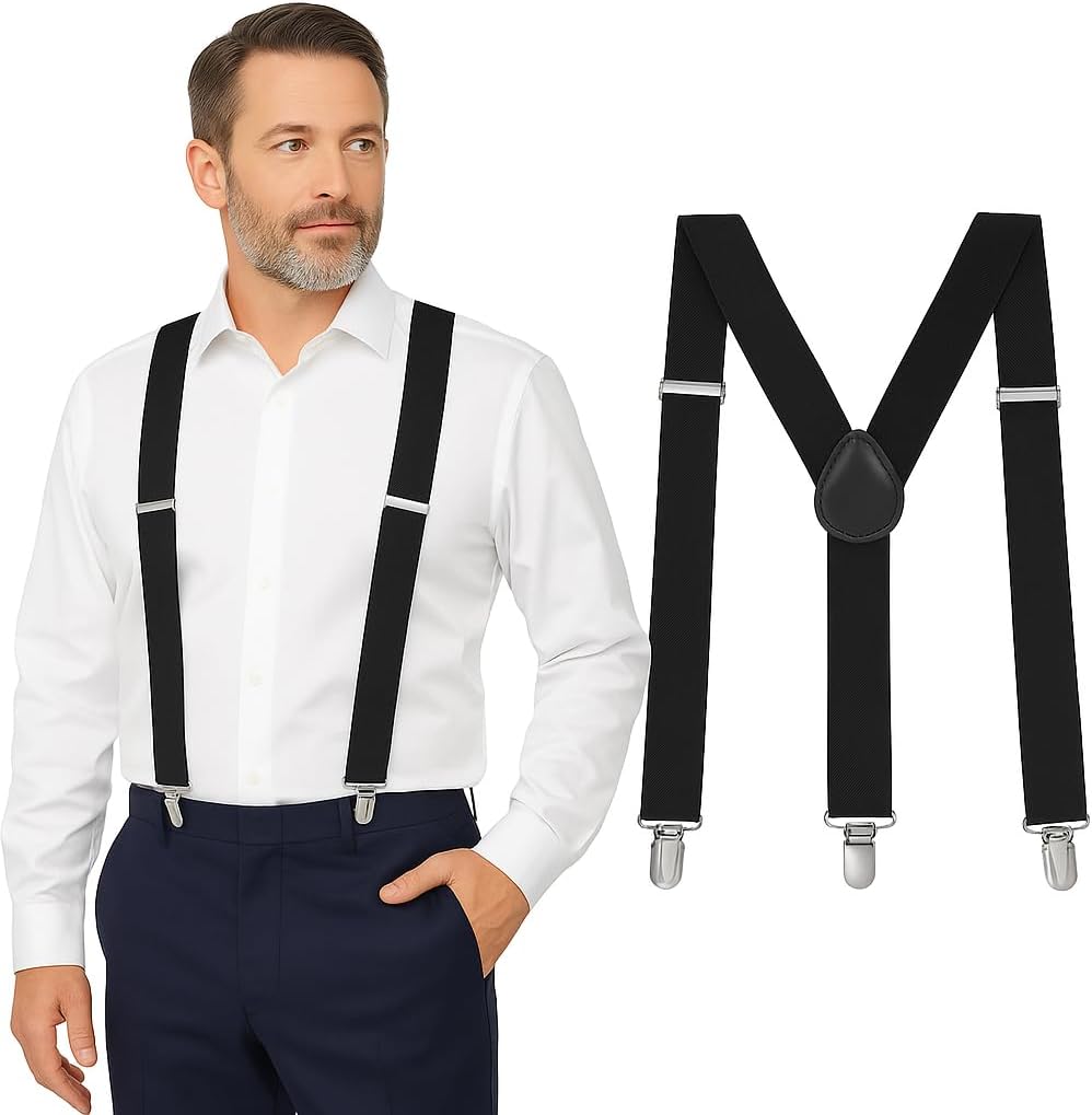 Suspenders for Men, Men's Suspenders, Suspenders Women - Adjustable Size Elastic 1 inch Wide Y Shape Costume Suspenders