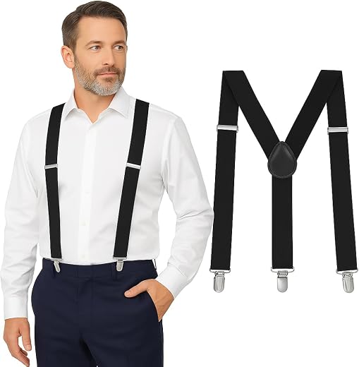 Suspenders for Men, Men's Suspenders, Suspenders Women - Adjustable Size Elastic 1 inch Wide Y Shape Costume Suspenders