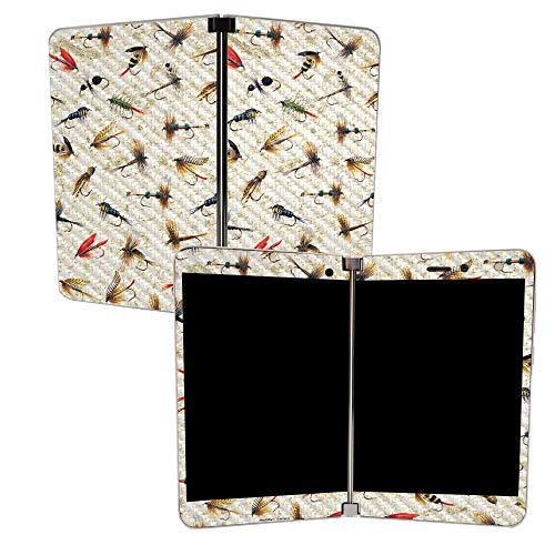 Image of MIGHTY SKINS MightySkins Carbon Fiber Skin for Microsoft Surface Duo - Fishing Flies | Protective, Durable Textured Carbon Fiber Finish | Easy to Apply | Made in The USA