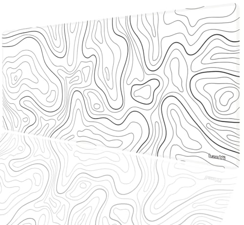 LznYi Topographic Map Mouse Pad 600x300mm Long Computer Keyboard Mouse Mat Mousepad with Non-Slip Rubber Base and Stitched Edge for Gaming Office Work (60x30 Topo White03)