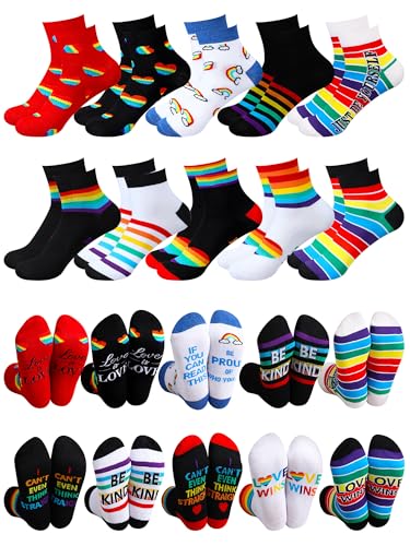 Chaussettes arc-en-ciel Gay Pride lot de 10 paires de chaussettes rayées en coton mixte