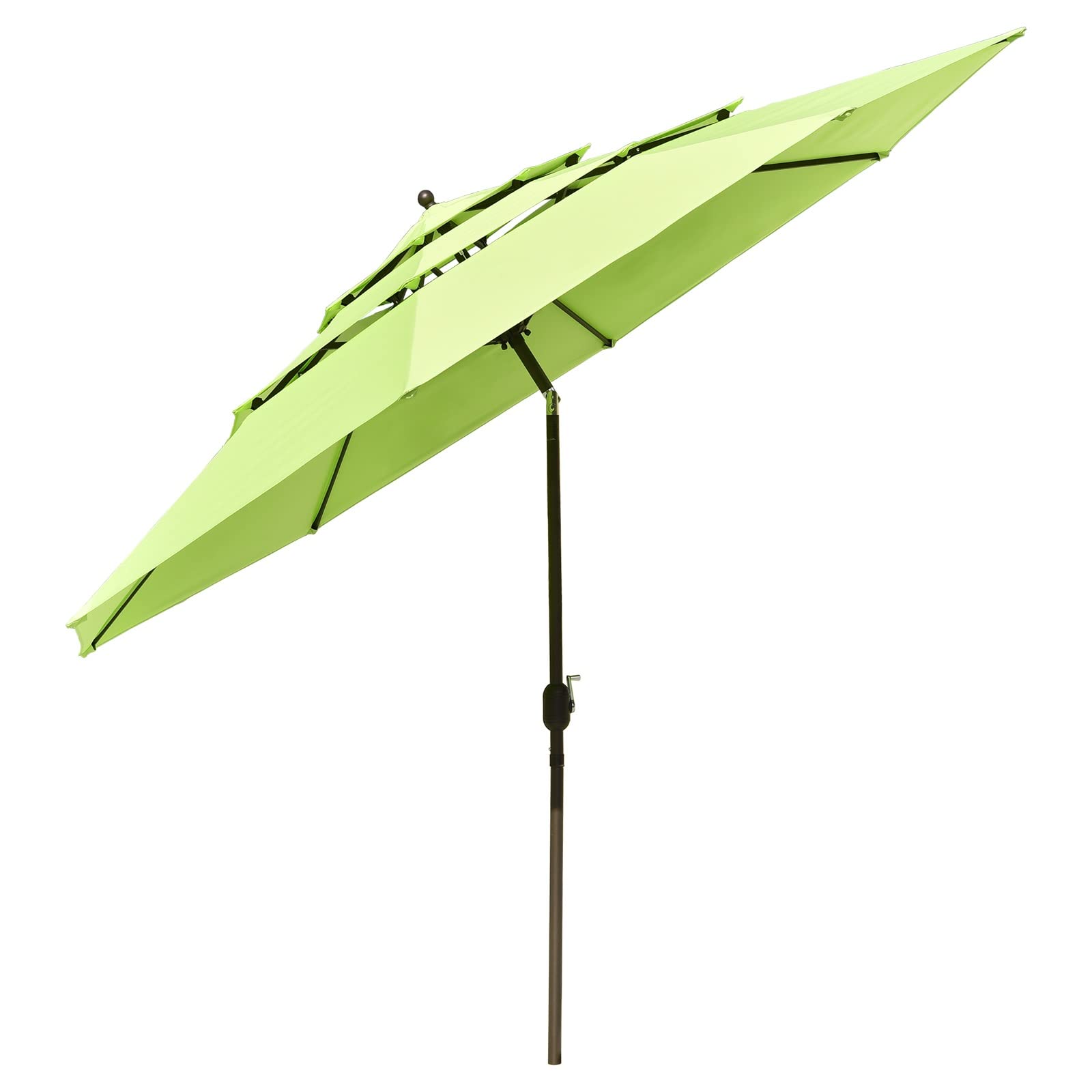 Sombrilla de playa portátil, sombrilla de patio de 3 niveles de 11 pies, sombrilla para exteriores y poste inclinable, protección UV resistente al viento para arena, jardín de playa resistente al air